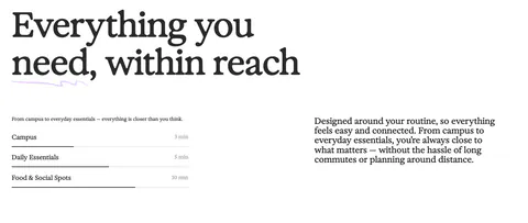 21Oaks value proposition section: oversized serif headline above a distance list with progress bars and a paragraph on the right