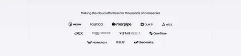 Antimetal logo cloud section: centered caption above three rows of grayscale customer logos on a light background