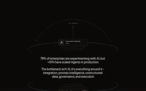 Arrakis value proposition section: dark centered problem statement inside wireframe orbit lines with floating file and email cards
