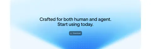 Aside call-to-action section: centered two-line headline and download button on a soft blue gradient card