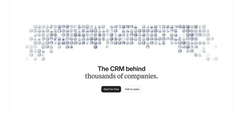 Attio call-to-action section: centered headline and two buttons below a grayscale mosaic of customer logo tiles on white