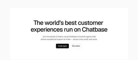 Chatbase call to action section: centered black headline, short copy and two buttons in a white bordered box