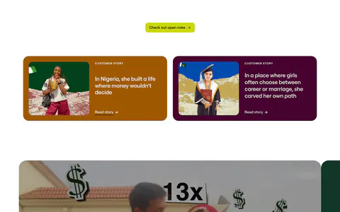 Clay testimonials section: two colored customer story cards with photos above a large video thumbnail with play button, cut off at the right