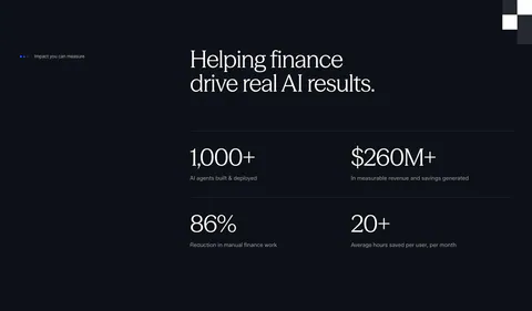 Concourse stats section: headline above a 2x2 grid of large metrics with labels on a near-black background