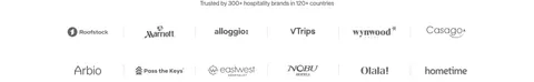 Conduit logo cloud section: two rows of gray hospitality brand logos separated by thin dividers on white