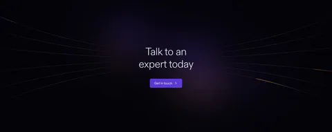 Cortex call-to-action section: centered headline and purple button with radiating light lines on a near-black background