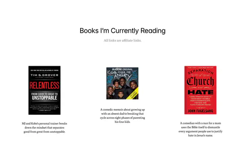 Dan Mall blog & resources section: centered heading above three book covers with short descriptions on white