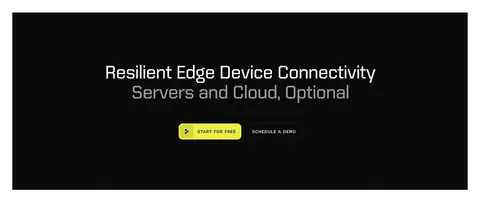 Ditto call-to-action section: centered two-tone headline with yellow and outline buttons inside a black dotted panel