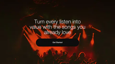 EchoFi call-to-action section: centered headline and black pill button over a full-bleed red-lit concert crowd photo