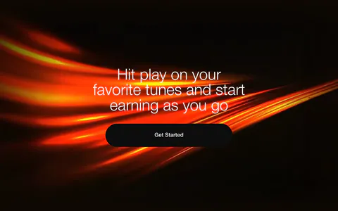 EchoFi call-to-action section: centered headline and black pill button over sweeping orange light streaks on black