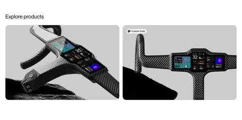 FLITEDECK other section: Explore products heading above two rounded cards with carbon handlebar cockpit product photos on gray
