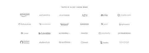 Intercom logo cloud section: small monospace label above a six-by-four grid of gray customer logos on white