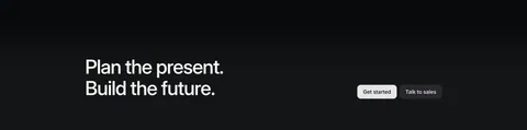 Linear call-to-action section: two-line headline on the left with Get started and Talk to sales buttons on the right, on a near-black gradient