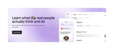 Pogo call to action section: lavender gradient banner with headline and demo button left and app and phone UI screenshots right