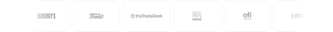 Pogo logo cloud section: grayscale customer logos in rounded cards along a single row cut off at the edges on white