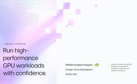 Polar Signals security section: headline on a lavender gradient with pixel squares and dot texture, beside NVIDIA, Google Cloud and SOC credentials