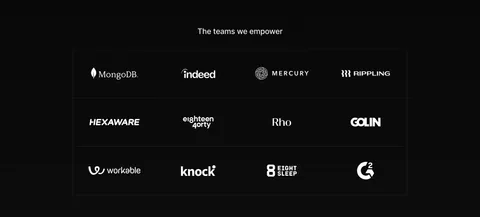 Profound logo cloud section: small centered heading above a bordered 4x3 grid of white customer logos on black