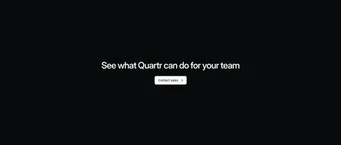 Quartr call to action section: centered white headline and Contact sales button on a near-black background