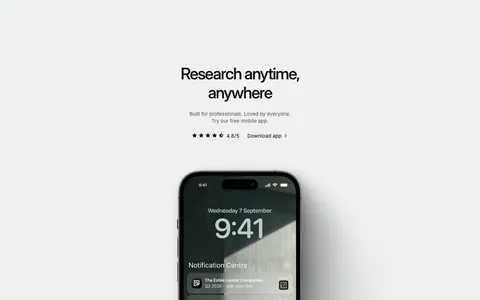 Quartr other section: centered app download headline with star rating above an iPhone showing Quartr lock-screen notifications