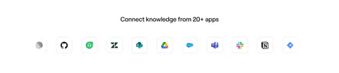 Realm integrations section: centered headline above a single row of app icon tiles fading at the edges on white