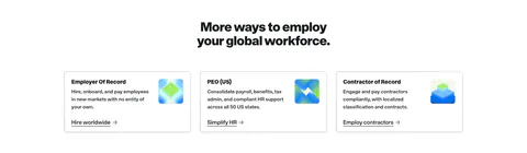 Remote features section: centered headline above three bordered product cards with gradient icons and text links