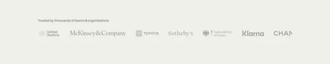 Ruul logo cloud section: small caption above a single row of grayscale organisation logos on an off-white background