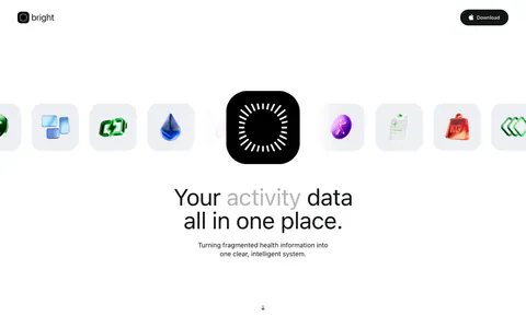 Bright hero section: logo nav, a row of glossy 3D health icons around a black app icon, centered headline and subcopy below