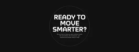 United Carriers call-to-action section: bold uppercase headline and short copy inside a thin circle outline on a dark background