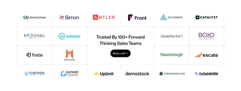 Valley logo cloud section: bordered grid of customer logos around a central headline tile with a Book a call button on white