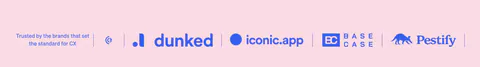 Weav logo cloud section: thin pink strip with a small trust label and a row of blue customer logos separated by dividers