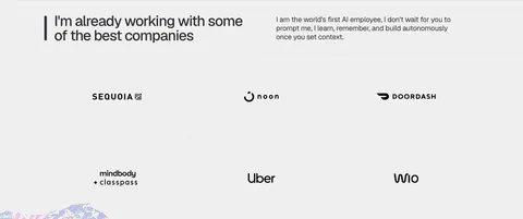 Zamp logo cloud section: left-aligned heading with intro copy beside it above a bordered grid of six black customer logos on light gray
